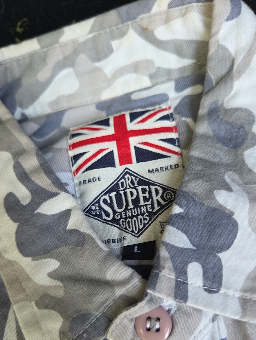 Superdry Light Grey & White Camo Shirt with Union Jack Label